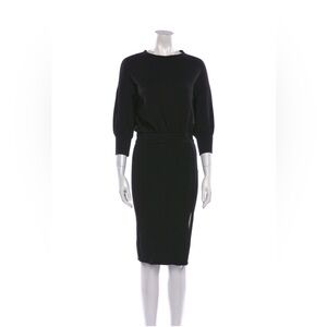 Bateau neckline black dress